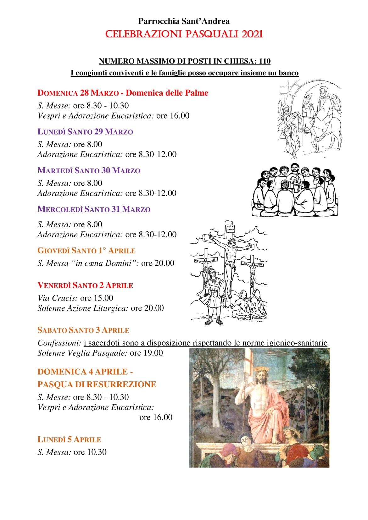 Calendario celebrazioni pasquali Sant’Andrea 2021